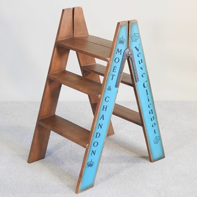 Lot 417 - A pair of folding wooden steps, Moet & Chandon