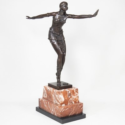 Lot 263 - An Art Deco style bronze figure of a dancer,...