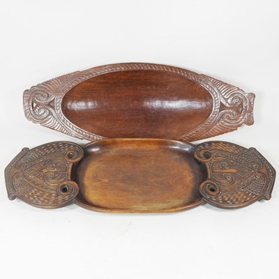 Lot 429 - A Polynesian carved hardwood dish, with carved...