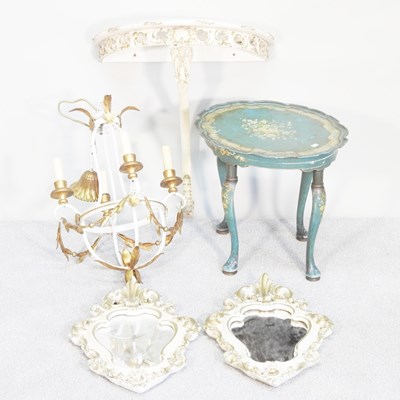 Lot 498 - A painted console table, 55cm wide, together...