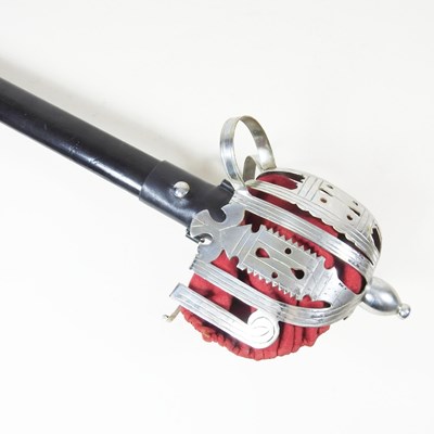 Lot 251 - A replica broad sword, with a basket hilt and...