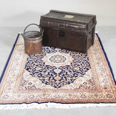 Lot 520 - A metal dome top trunk, together with a copper...