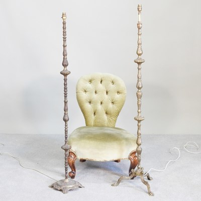 Lot 288 - A button back side chair, together with a...