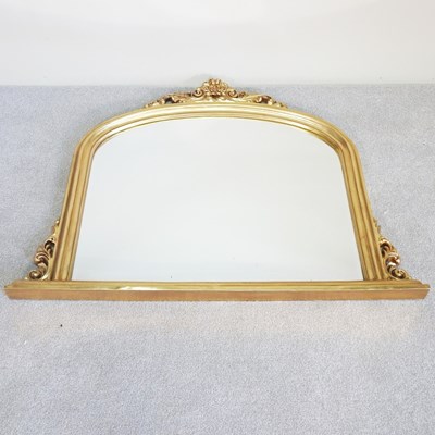 Lot 454 - A Victorian style gilt framed over mantle...