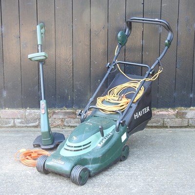 Lot 376 - A Hayter Envoy electric lawnmower, together...