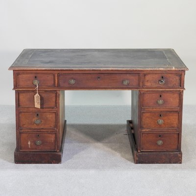 Lot 510 - A Victorian twin pedestal desk, on a plinth base
