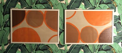 Lot 20 - A pair of 1970's style cream, orange and brown...