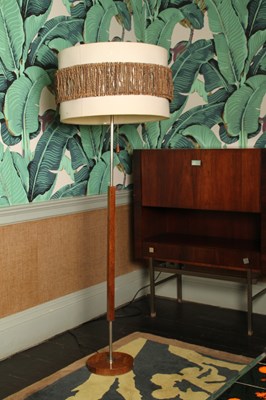 Lot 12 - A rosewood and chrome standard lamp, having a...