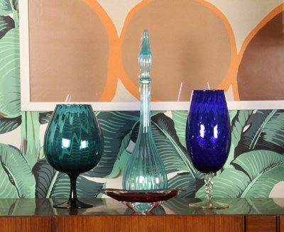 Lot 13 - A collection of coloured glassware, to include...