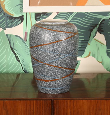 Lot 16 - A mottled blue and striped glazed pottery vase,...