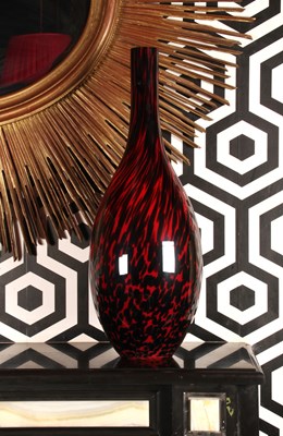 Lot 24 - An Italian red and black glass vase, of...