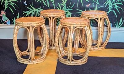 Lot 49 - A set of four circular bamboo stools