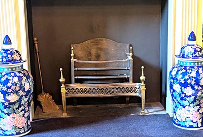 Lot 50 - A Georgian style brass and polished steel gas...
