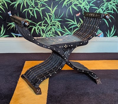 Lot 52 - An Italian Savonarola X-frame stool, 19th...