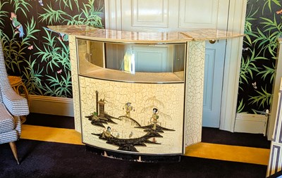 Lot 54 - An Art Deco style chinoiserie cocktail bar,...