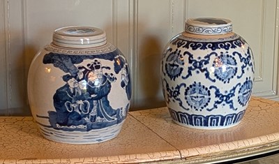 Lot 63 - A near pair of Chinese blue and white...