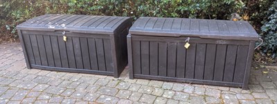 Lot 81 - A pair of wood effect garden storage boxes,...