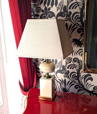 Lot 132 - A 1980s white painted metal table lamp, with...