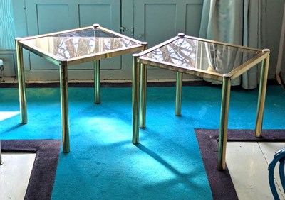 Lot 144 - A pair of 1980s brass occasional tables, each...