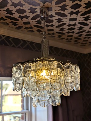 Lot 161 - A 1950s style chrome chandelier, having...