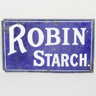 Lot 63 - An old enamel advertising sign, Robin Starch...