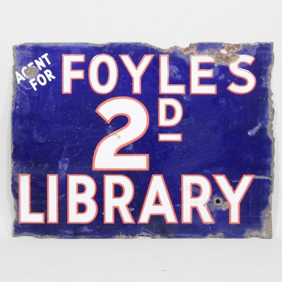Lot 72 - An old advertising sign, Foyle's 2D Library,...