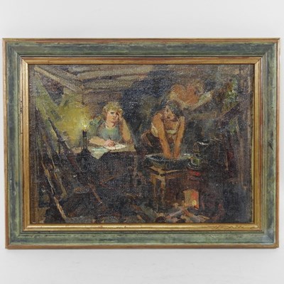 Lot 485 - French school, 20th century, washer women in...