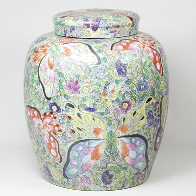 Lot 215 - A Chinese porcelain millefiori ginger jar and...