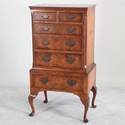 Lot 332 - An 18th century style walnut chest on stand,...