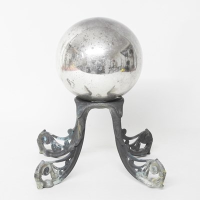Lot 92 - A 19th century silvered glass witches' ball,...