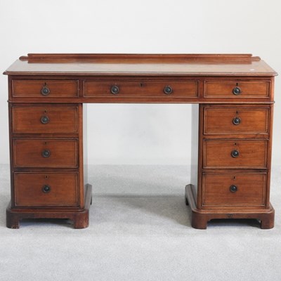 Lot 292 - A late Victorian mahogany twin pedestal desk,...