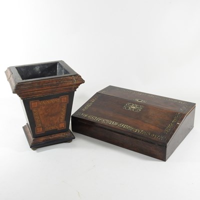 Lot 619 - A Victorian rosewood writing slope, 35cm wide,...