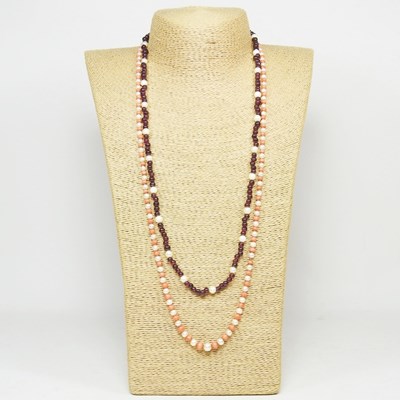 Lot 169 - A coral and pearl bead necklace, 81cm long...
