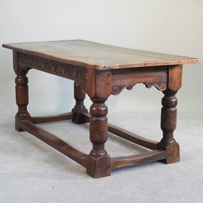 Lot 118 - A 17th century style oak refectory table,...