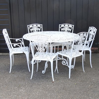 Lot 9 - A white painted aluminium garden table, of...