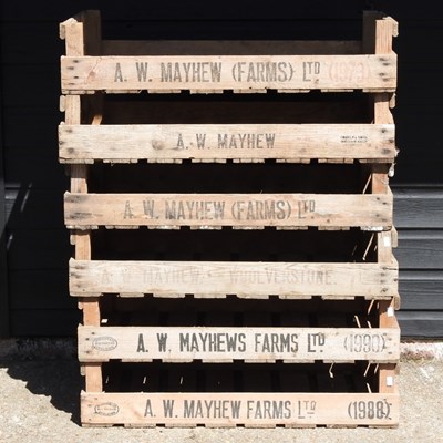 Lot 367 - A collection of six wooden fruit trays, Mayhew'...