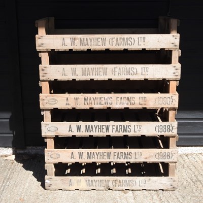 Lot 180 - A collection of six wooden fruit trays, each...