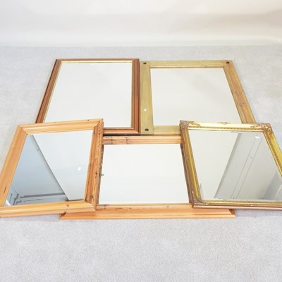 Lot 487 - A pine framed wall mirror, 97 x 79cm together...