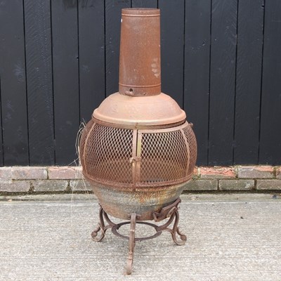 Lot 151 - A metal garden chiminea, 122cm high