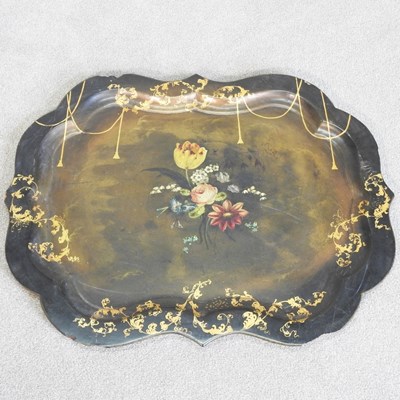 Lot 593 - A large 19th century papier-mâché serving tray,...