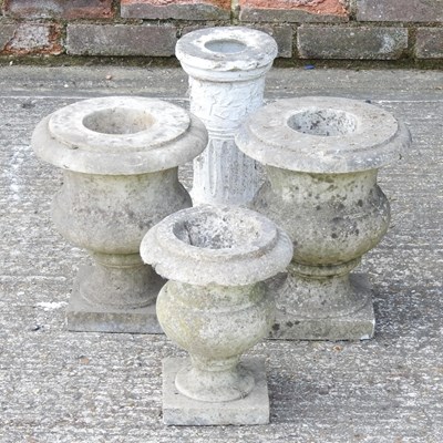 Lot 392 - A weathered marble garden urn, 30cm high,...