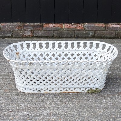 Lot 15 - A white painted cast iron garden trough, of...