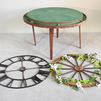 Lot 606 - A folding poker table, 111cm diameter,...