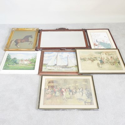 Lot 613 - An Edwardian wall mirror, 57 x 87cm, together...
