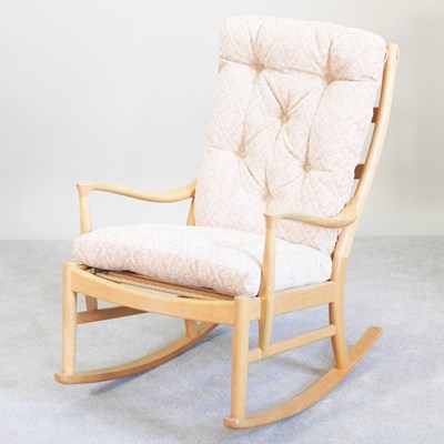 Lot 441 - A Parker Knoll beech rocking chair, with loose...