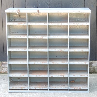 Lot 336 - A mid 20th century metal workshop shelving unit