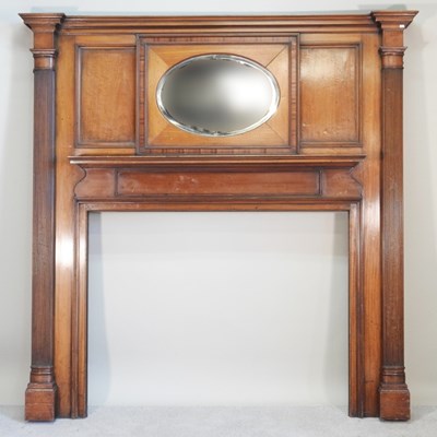 Lot 277 - A large Edwardian mahogany fire surround,...
