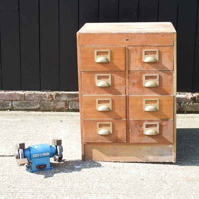 Lot 592 - An mid 20th century bank of drawers, 61cm wide,...