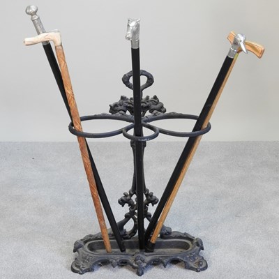 Lot 354 - A 19th century cast iron stick stand, 72cm...