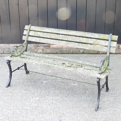 Lot 409 - A wooden slatted garden bench, with painted...